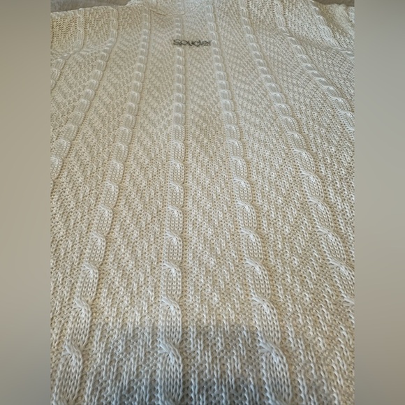 Spyder Women's White Cable Knit Fleece Lined Jacket - Picture 12 of 15